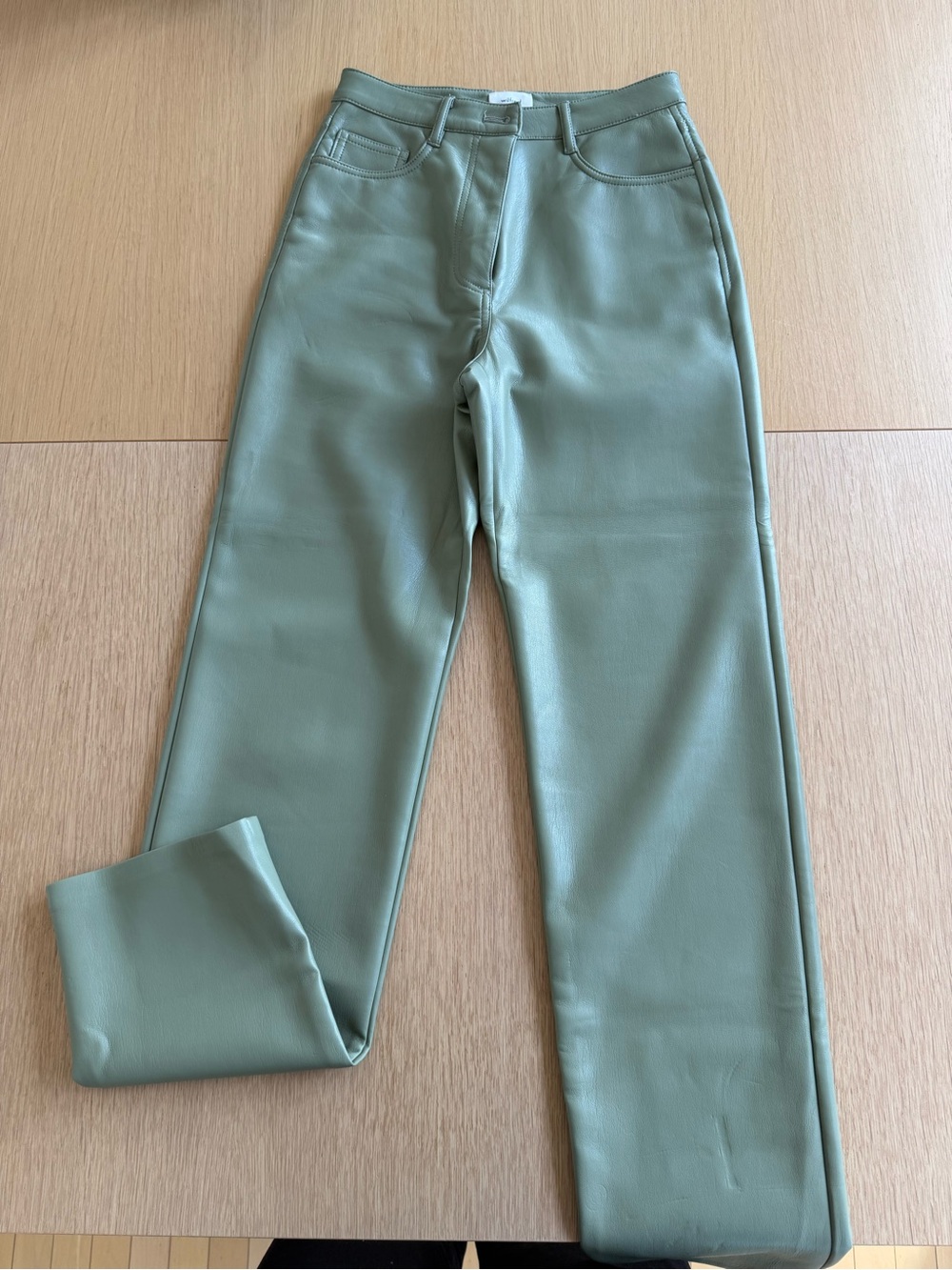 Wilfred Faux Leather Straight-Leg Pants in Sage Green
